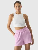 Koszulki i topy damskie - 4F Crop top slim damski - beżowy XXL - miniaturka - grafika 1