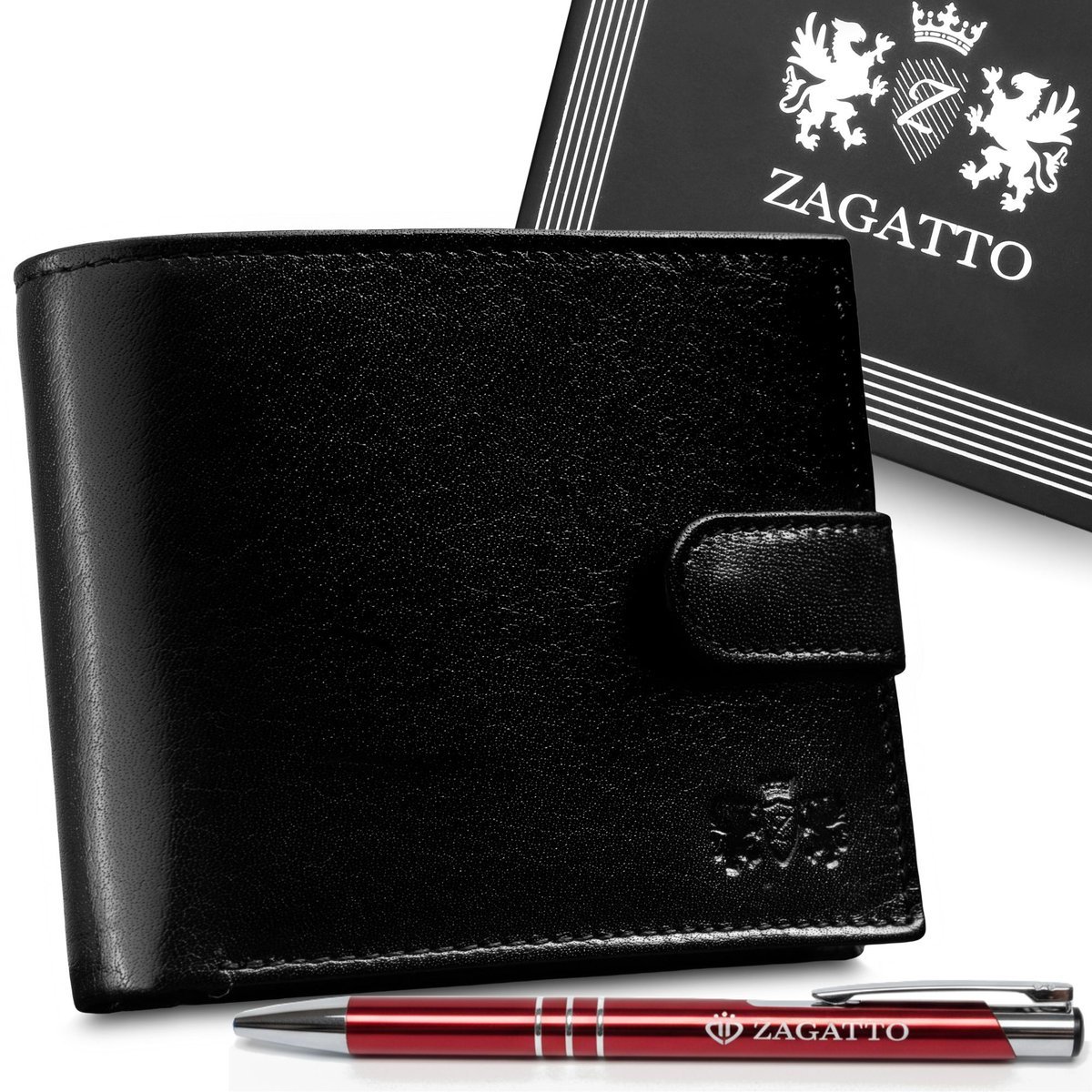 Portfel męski skórzany czarny poziomy skóra naturalna ochrona RFID ZAGATTO