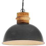 Lampy sufitowe - vidaXL Industrialna lampa wisząca, szara, okrągła, 42 cm, E27, mango 320875 - miniaturka - grafika 1