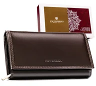 Portfele - Portfel damski brązowy PETERSON skórzany rfid stop rozbudowany na karty gotówkę modny - miniaturka - grafika 1