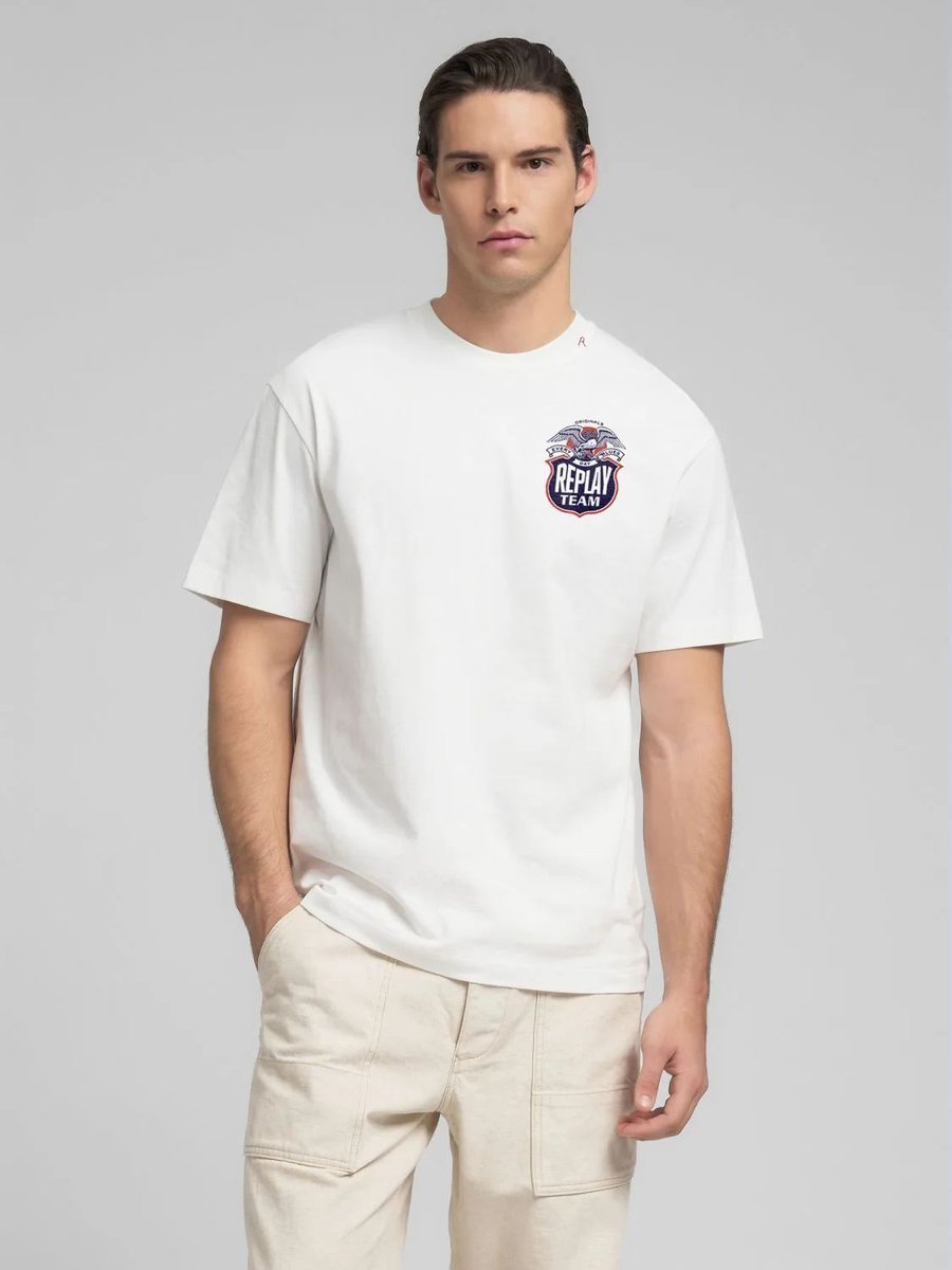 t-shirt mężczyzna replay m3278.23608p 011 natural white