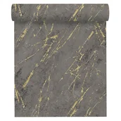 Tapety - Tapeta Marmur 388175 szaro-złota winylowa na flizelinie - miniaturka - grafika 1