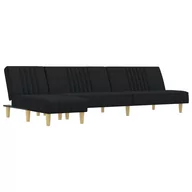 Narożniki - Sofa rozkładana w kształcie L, czarna, 255x140x70 - miniaturka - grafika 1