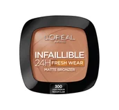 Bronzery i konturowanie twarzy - L'Oreal Paris, Infaillible 24H Fresh Wear Soft Matte Bronzer, Matujący bronzer do twarzy 300 Light Medium, 9 g - miniaturka - grafika 1