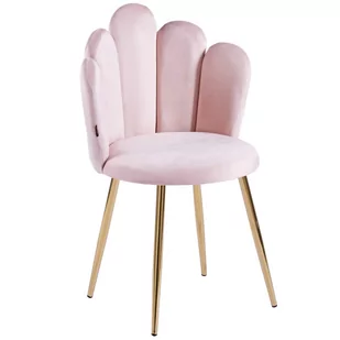 Krzesło muszelka Glamour DC-1800 złote nogi, różowy welur #33 - Krzesła - miniaturka - grafika 1