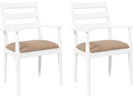 Krzesła - Krzesła do jadalni z poduszkami 2 szt. Białe lite drewno gumowe - miniaturka - grafika 1
