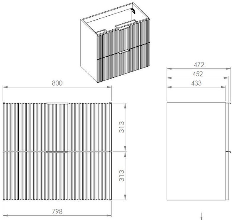 UNIT DECO MASTERJERO 80 2DR NATURAL OAK