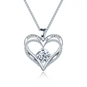 Wisiorki - Modny Srebrny Naszyjnik Serce Wisiorek 925 Prezent Dla Kobiety Mamy Dziewczyny Walentynki Święta Imieniny Urodziny - miniaturka - grafika 1