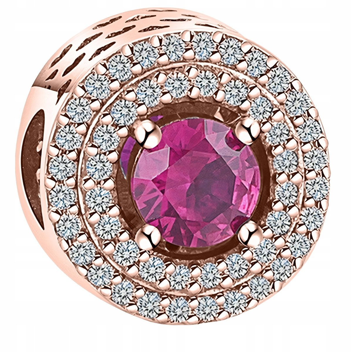 Charms Pozłacany Czerwony Kryształ Cyrkonie Czerwona Cyrkonia SREBRO 925