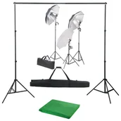 Lampy studyjne - vidaXL Lampa studyjna Fotograficzny zestaw studyjny z lampami i tłem 3055120 - miniaturka - grafika 1