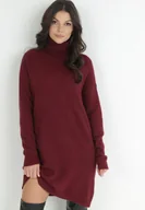 Sukienki - Bordowa Sukienka Dzianinowa Classificator - miniaturka - grafika 1