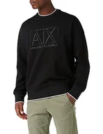 Bluzy męskie - Armani Exchange Męska bluza z długim rękawem, kwadratowe logo, Hem Contrast Line, czarny, XS - miniaturka - grafika 1