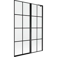 Parawany nawannowe - Mexen Mist L parawan nawannowy 2-skrzydłowy prawy 120 x 150 cm, czarna kratka, czarny - 8A9L-120-011-70-77-P - miniaturka - grafika 1