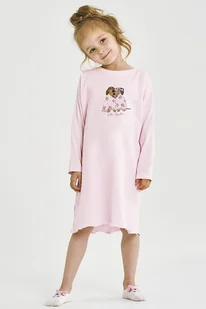 Jasmina dziewczęca koszula nocna doggy jasnoróżowa 110 - Piżamy dla dziewczynek - miniaturka - grafika 1