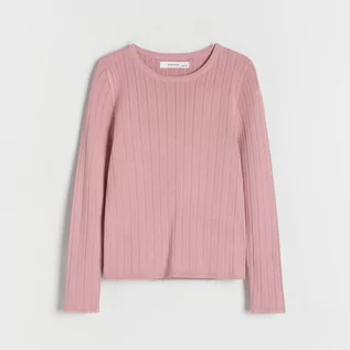 Swetry dla dziewczynek - Reserved - Prążkowany sweter - Różowy - grafika 1