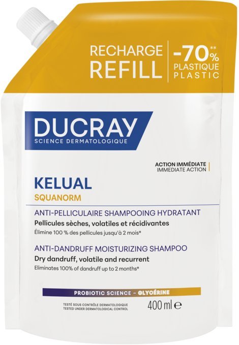 Ducray, Kelual Squanorm, Hair Treatment Shampoo, Anti-Dandruff, For Scalp With Dry Dandruff, Refill, 400 ml Unisex