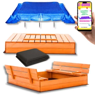 PIASKOWNICA ZAMYKANA + PLANDEKA + AGROWŁÓKNINA DUŻA XXL Drewniana PREMIUM PREZENT DLA DZIECKA + EBOOK - Place zabaw PIASKOWNICA ZAMYKANA + PLANDEKA + AGROWŁÓKNINA DUŻA XXL Drewniana PREMIUM PREZENT DLA DZIECKA + EBOOK - Place zabaw - miniaturka - grafika 1