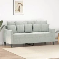 Sofy i kanapy - Sofa 2-osobowa, jasnoszara, 140 cm, tapicerowana aksamitem - miniaturka - grafika 1