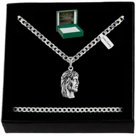 Biżuteria dla dzieci - Naszyjnik Pancerka + Medalik Jezus Biżuteria Dla Faceta Taty Grawer - miniaturka - grafika 1