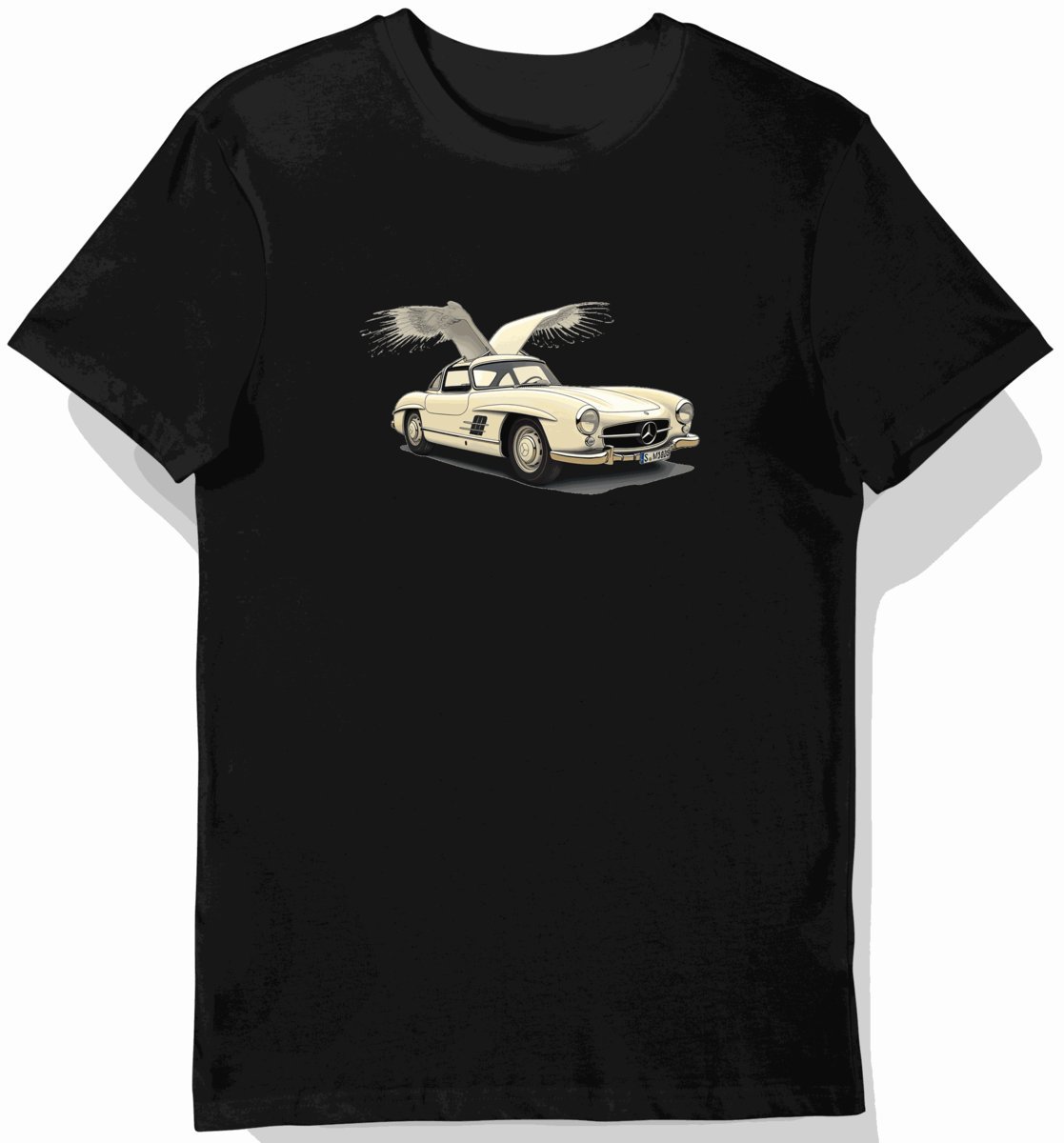 Koszulka męska czarna z Klasycznym Skrzydlatym Mercedesem M