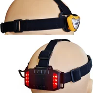 Latarki - Latarka czołowa przód + tył sportowa turystyczna 3 tryby 100lm żółta Lethe - miniaturka - grafika 1