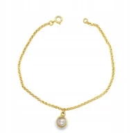 Bransoletki - Bransoletka srebrna pozłacana z KAMIENIEM KSIĘŻYCOWYM delikatna SREBRO 925 - miniaturka - grafika 1