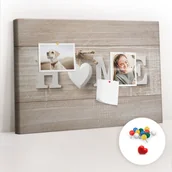 Tablice i flipcharty - Szkolna Tablica korkowa 60x40 cm, Kolorowe Pinezki, wzór Napis dom - miniaturka - grafika 1