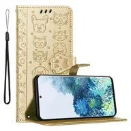 Etui i futerały do telefonów - Etui Cadorabo do Samsung Galaxy S20 w kolorze złotym Etui na telefon komórkowy Etui Etui Booklet Psy Koty - miniaturka - grafika 1