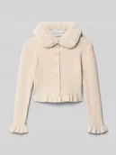 Swetry dla dziewczynek - Kurtka z dzianiny z obszyciem sztucznym futrem - miniaturka - grafika 1