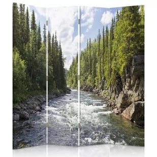 Parawan dwustronny FEEBY, Las Zielony Rzeka Natura 145x170 - Parawany - miniaturka - grafika 1
