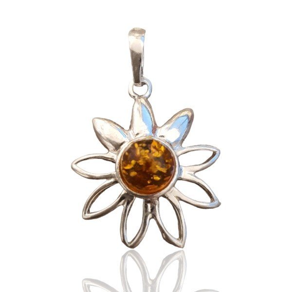 ankabizuteria.pl Biżuteria srebrna z bursztynem KWIATEK