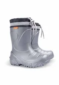 Buty dla dziewczynek - Kalosze dziecięce ocieplane szary-metalik - miniaturka - grafika 1