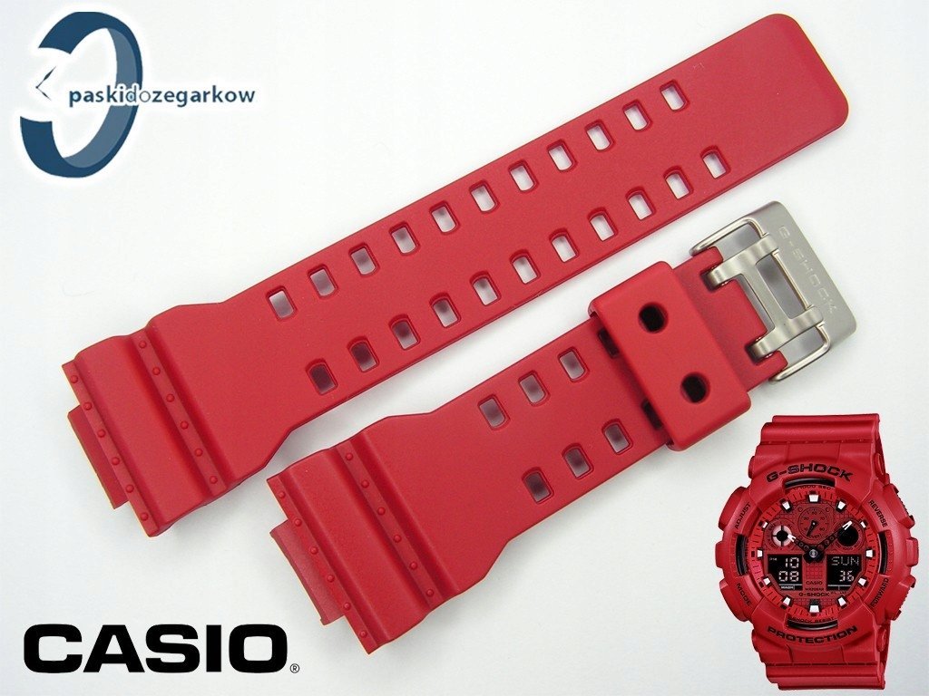 Czerwony pasek do zegarka Casio GA-100C-4 GA-110C-4 GA-100 GA-110