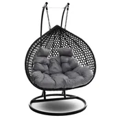 Fotele ogrodowe wiszące - MWM Meble Fotel wiszący ogrodowy 2 osobowy SC-028 Czarny - miniaturka - grafika 1