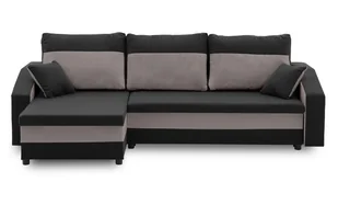 Narożnik rozkładany do salonu, Hewlet, 230x140x75 cm, czarny, szary - Narożniki Narożnik rozkładany do salonu, Hewlet, 230x140x75 cm, czarny, szary - Narożniki - miniaturka - grafika 1