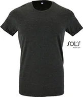 Koszulki męskie - SOLS T-shirt męski Slim Fit 00553 Grey Charcoal Melange M - miniaturka - grafika 1