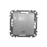Kostki, złączki, wtyczki - Łącznik jednobiegunowy Schneider Sedna Design SDD113101L z podświetleniem srebrne aluminium Design &amp; Elements - miniaturka - grafika 1