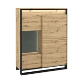 Kredensy - Kredens z Oświetleniem QA-06 Quant Lenart Dąb Antisan, Czarny - miniaturka - grafika 1