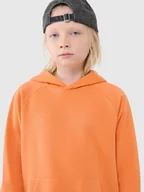 Bluzy dla chłopców - 4F Bluza chłopięca dresowa nierozpinana z kapturem 4FJWSS25TSWSM1712-70S Pomarańczowy Roz. 146 - miniaturka - grafika 1