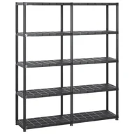 Szafy i regały magazynowe - vidaXL Regał 5-poziomowy, czarny, 142 x 38 x 170 cm, plastik 3059852 - miniaturka - grafika 1