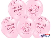 Baby shower i roczek - Strong Balony, "Mam już roczek", 14", Strong, różowy, 6 szt. - miniaturka - grafika 1