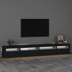 Lumarko Szafka pod TV z oświetleniem LED, czarna, 270x35x40 cm - Szafki RTV - miniaturka - grafika 4