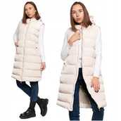 Kamizelki damskie - Długa KAMIZELKA DAMSKA Do Kolan Pikowana z Kapturem Bezrękawnik MORAJ 3XL - miniaturka - grafika 1