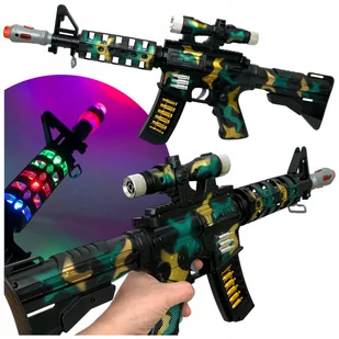 Karabin na baterie dla dziecka świecący z dźwiękiem sygnałowy moro zabawka. - Klocki - miniaturka - grafika 1