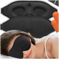 Akcesoria do bielizny - Opaska Na Oczy Do Spania Maska 3D Premium Czarna Zaciemniająca Zatyczki - miniaturka - grafika 1