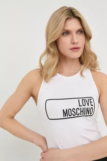 Koszulki i topy damskie - Love Moschino top damski kolor biały - grafika 1