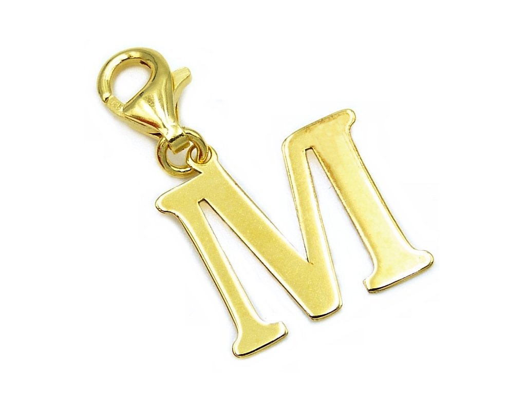 Pozłacany charms przywieszka literka M
