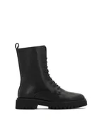 Botki damskie - Klasyczne czarne trzewiki na trepowej podeszwie - 38 - miniaturka - grafika 1