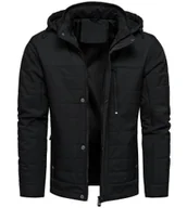 Kurtki męskie - Elegancka kurtka męska przejściowa czarna z kapturem Recea - miniaturka - grafika 1