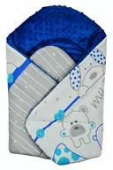 Rożki i beciki - Rożek niemowlęcy Minky i Bawełna otulacz pluszowy - Zoo niebieskie - miniaturka - grafika 1